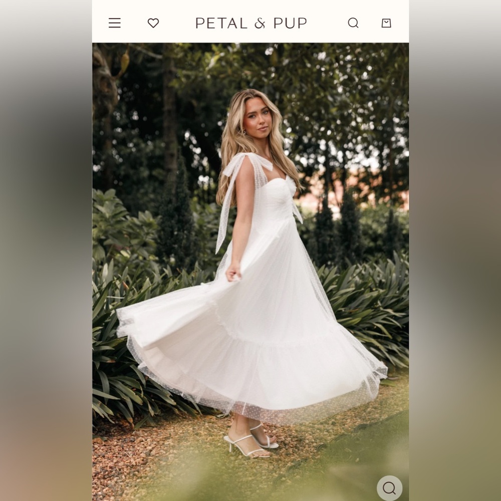 Petal & Pup White Midi Tulle Dress with Tie Straps